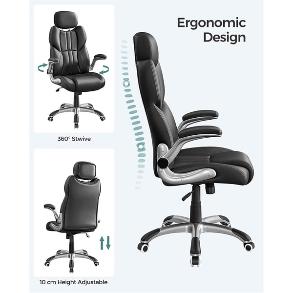 Kontorstol, Ergonomisk svingstol, 70x72x119-129 cm, Svart