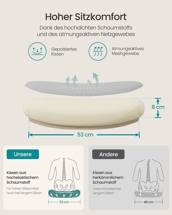 Kontorstol, nett, ergonomisk, polstret korsryggstøtte, 53 cm sete, sammenleggbare armlener