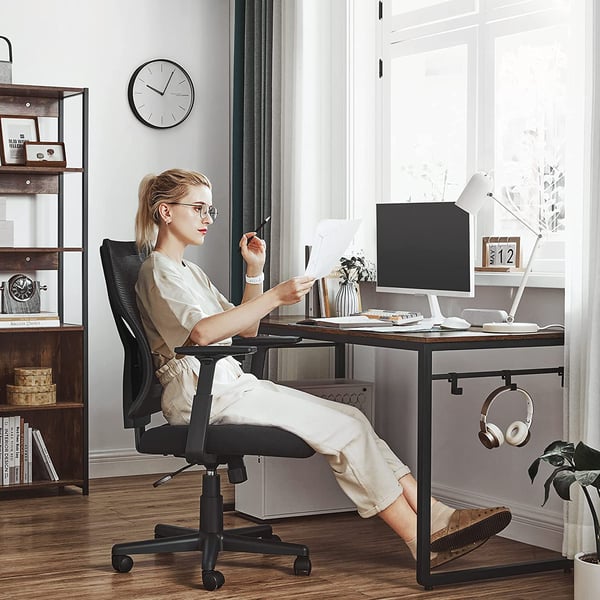 Kontorstol, ergonomisk nettstol med svingfunksjon, 53x52x110,5 cm, svart