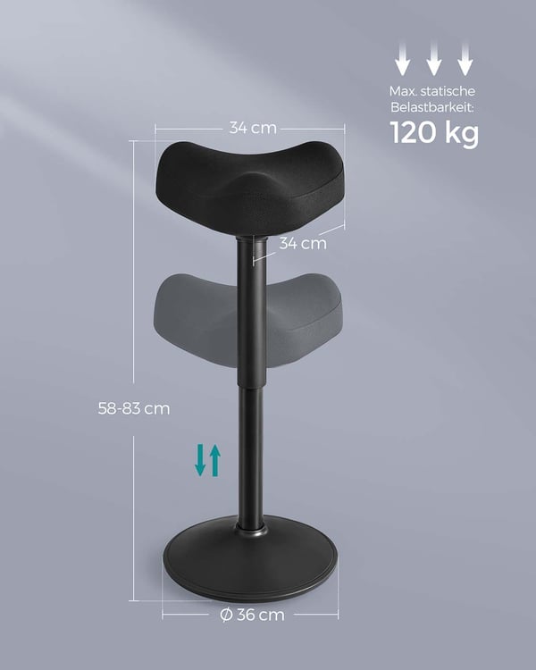 Svingkrakk, Justerbar høyde 58-83 cm, Svart