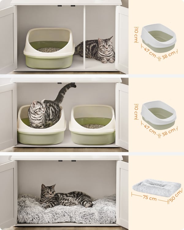 Kattetoilet, 80x53x50 cm, Hvid
