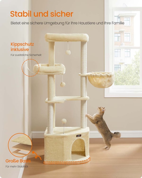 Kattetræ, 48,5x48,5x140,7 cm, Beige