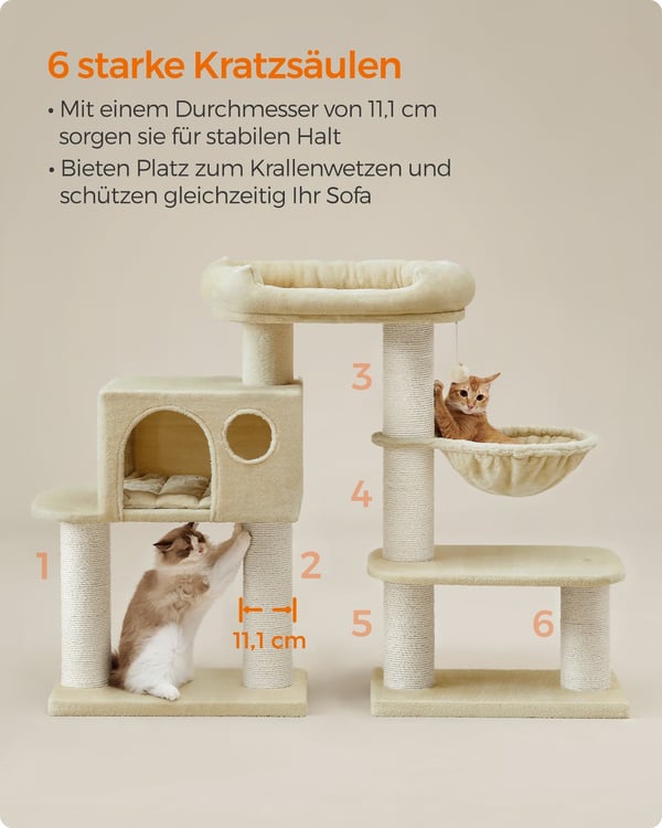 Klatretræ til katte, 70x60x107 cm, Beige