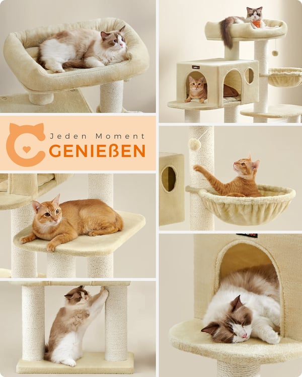Klatretræ til katte, 70x60x107 cm, Beige