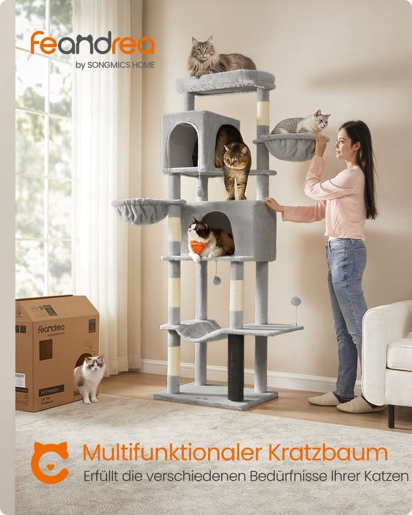 Kattställning, 59x48x190,7 cm, Grå