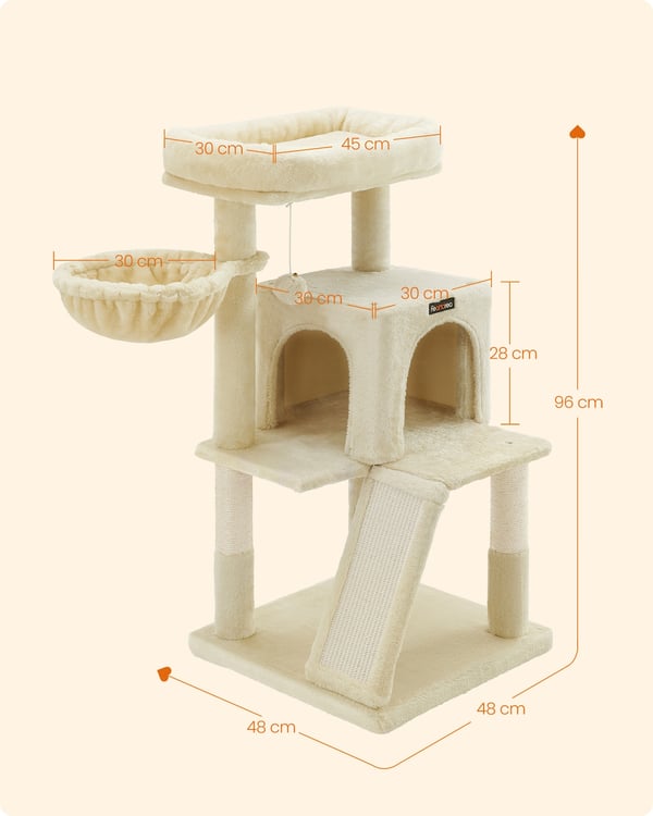 Kattetre, 48x48x96 cm, Beige