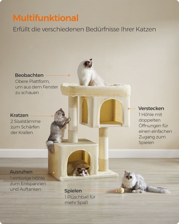 Kattetre, 68x48x101 cm, Beige