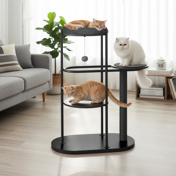 Kattetårn 80x43x107 cm Sort, metal