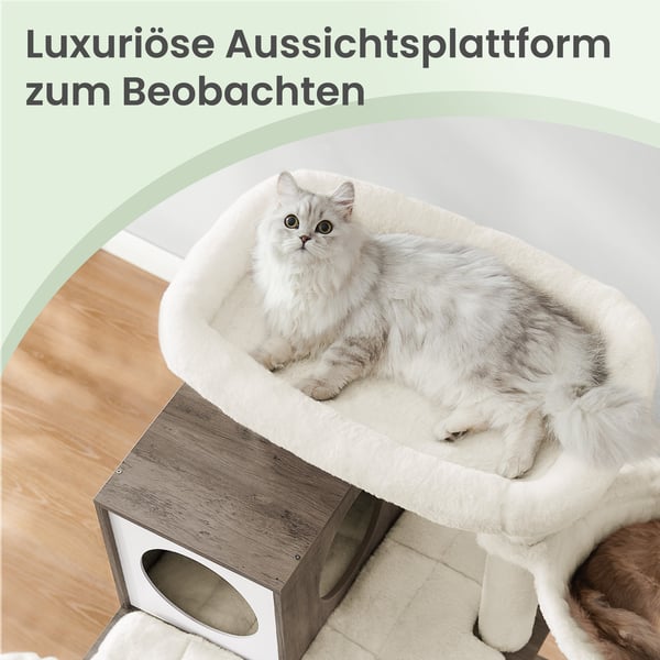 Kattställning, 60x60x197 cm, greige, flerplans kattmöbel