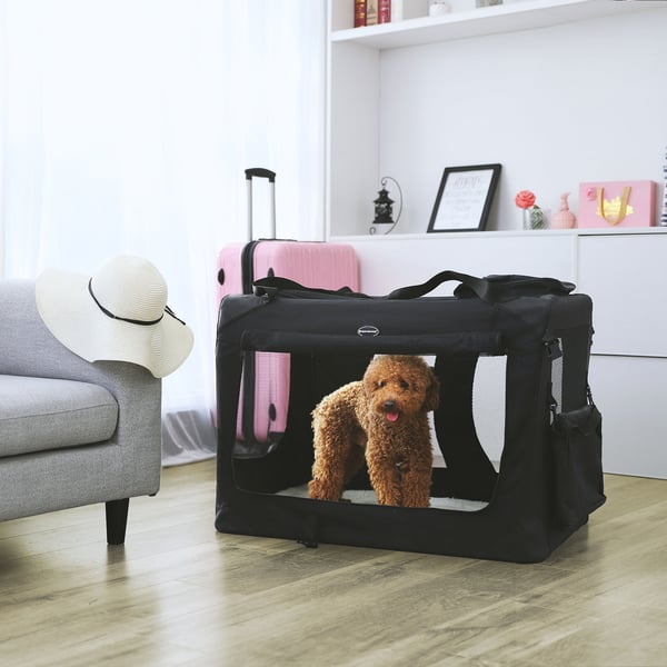 Hundebur, Sammenleggbart Oxford-stoff, 91x63x63 cm, Svart