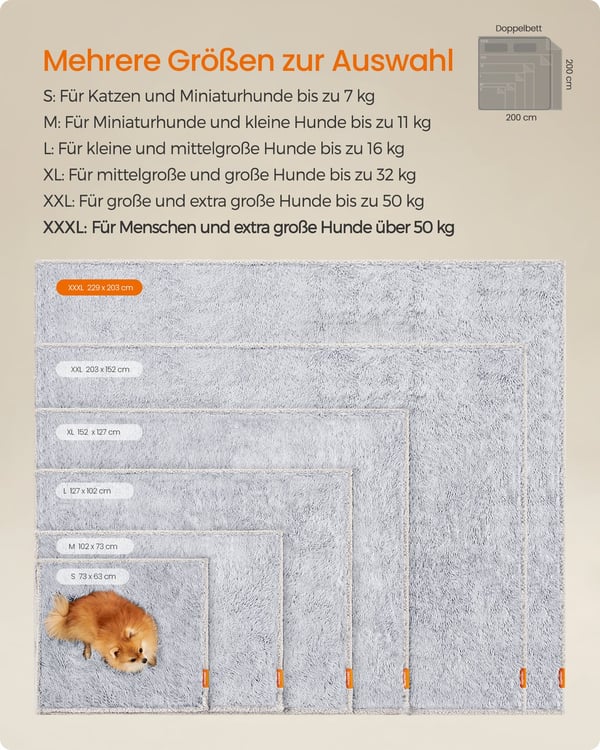 Hundeteppe, 229x203 cm, Grå