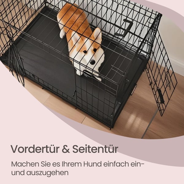 Hundebur, Sammenleggbart Hundebur, 122x74,5x80,5 cm, Svart