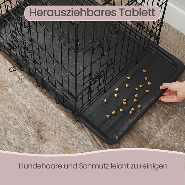 Hundebur, Sammenleggbart Hundebur, 122x74,5x80,5 cm, Svart