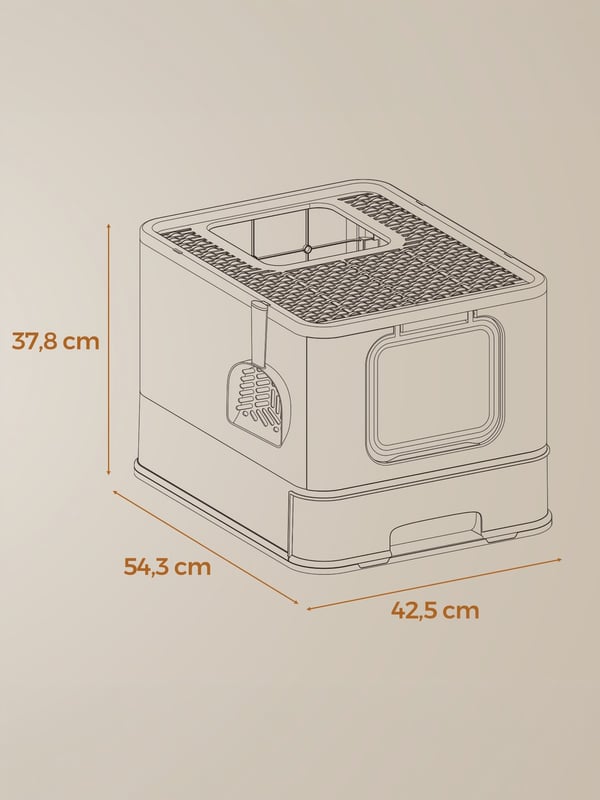 Kattebakke 54,3x42,5x37,8 cm beige-grå, plast