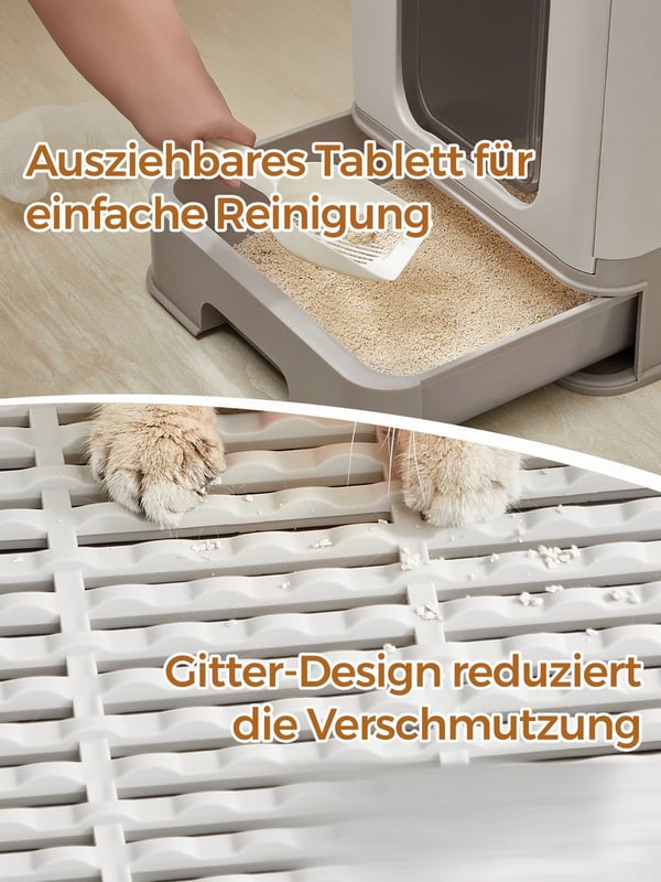 Kattebakke 54,3x42,5x37,8 cm beige-grå, plast