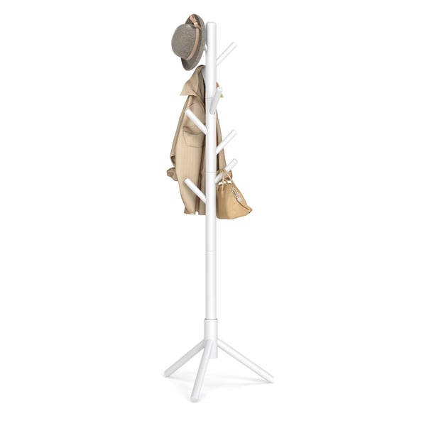 Klesstativ, Massivt tre, Treformet, 47x47x175 cm, Hvit