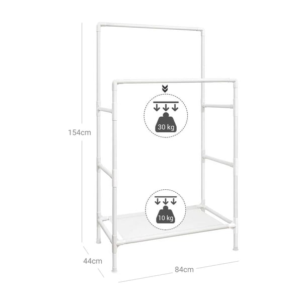 Klesstativ, Metall, 84x44x154 cm, Hvit