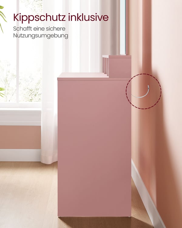 Sminkbord, 40x60x127 cm, Rosa