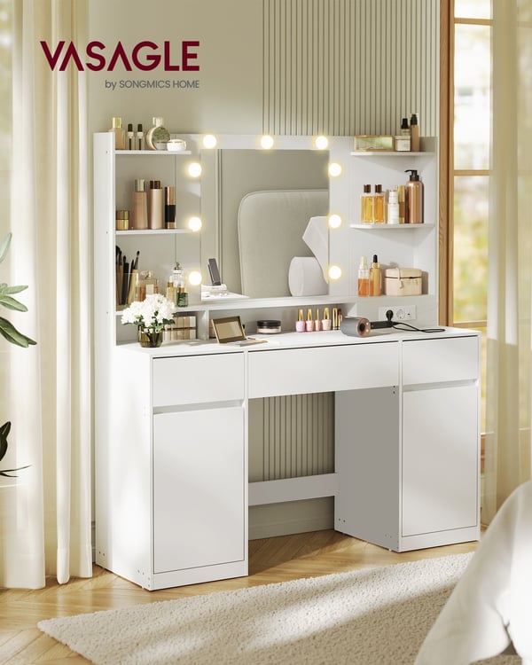 Toiletbord 40x107x144 cm hvid, træ
