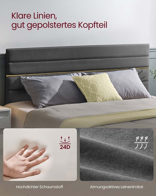 Dobbeltsengramme, 202x146x110 cm, Grå
