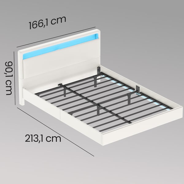 Sengeramme, 213,1x167,1x90,1 cm, Hvid