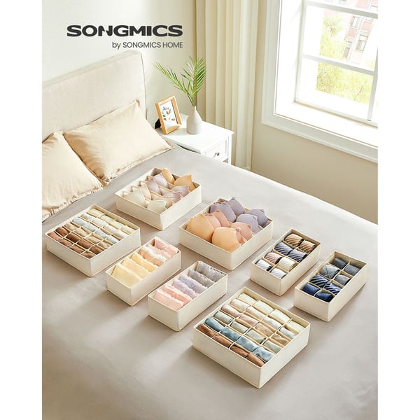 Oppbevaringsbokser, Skuffeorganisator, 32x32x10 cm, Beige