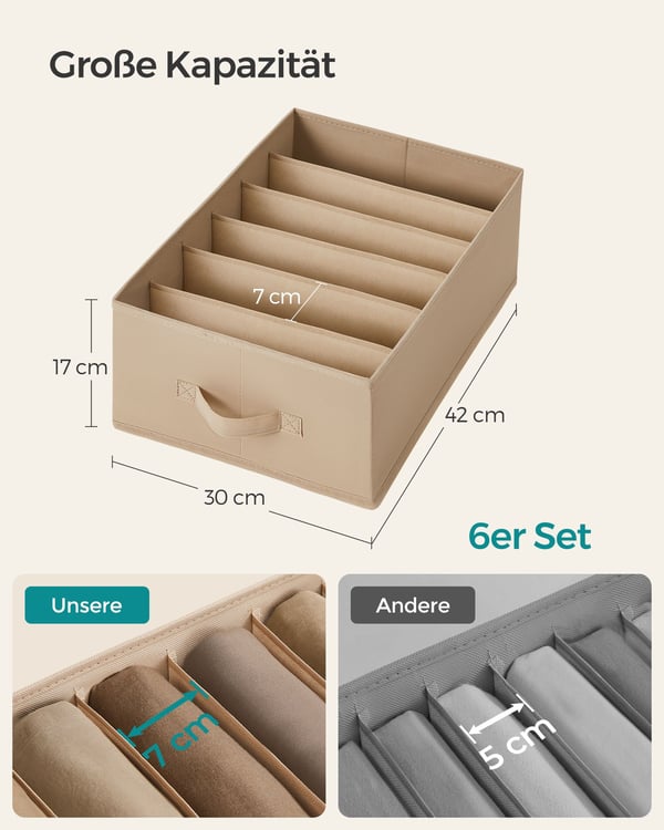 Oppbevaringsorganisator, 42x30x17 cm, Beige