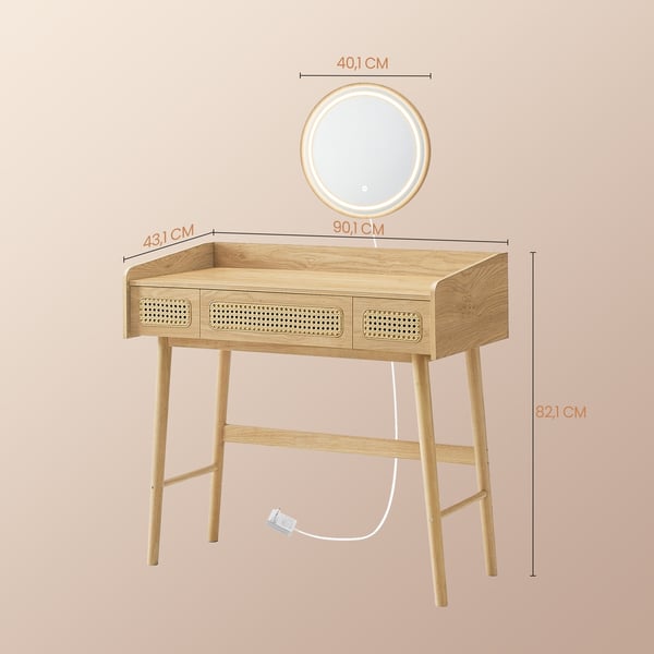 Toiletbord 43x90x82 cm beige, træ