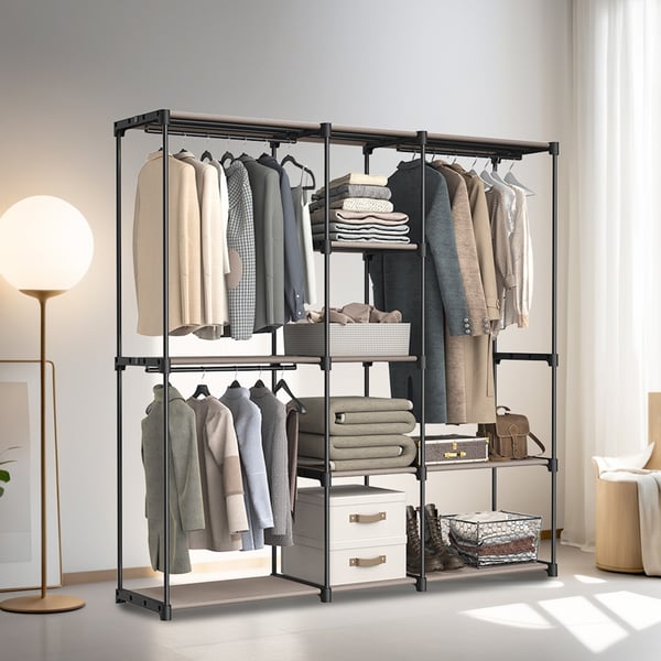 Garderob, 43x182x182 cm, Taupe