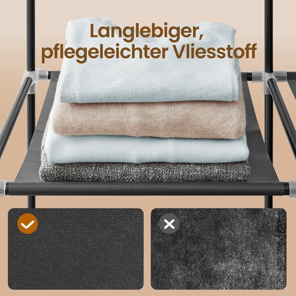 Tøygarderobe, 45x170x167 cm, Grå
