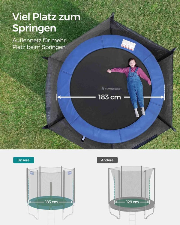 Puutarhan trampoliini, 244 cm halkaisija, Musta