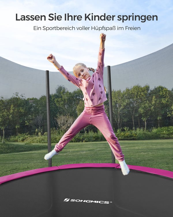 Trampolin för trädgård, 244 cm diameter, Rosa