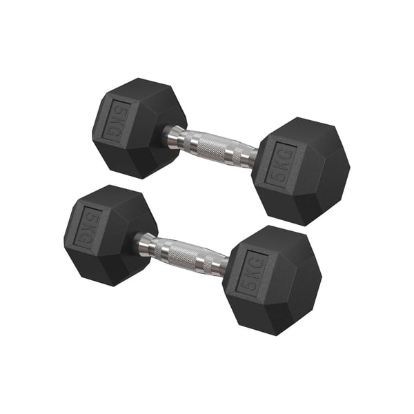 Dumbbellsett, Heksagon, 28x10.5x9.5 cm, Svart