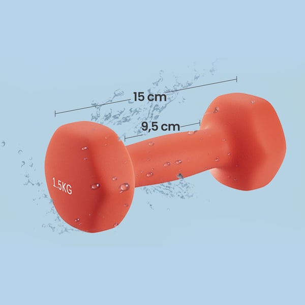Hantelsett, sekskantet, 2x1 kg 2x1,5 kg 2x2 kg, gul oransje lilla