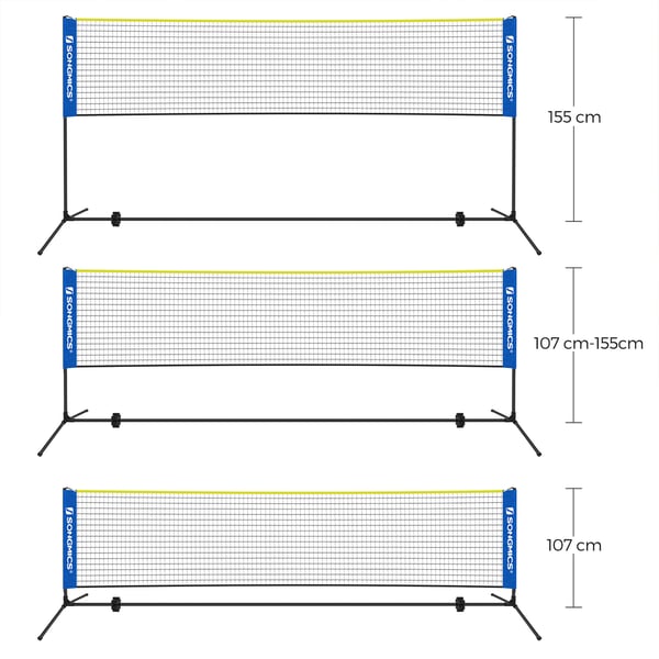 Badmintonnet sæt, 400x103x90-155 cm, Blå
