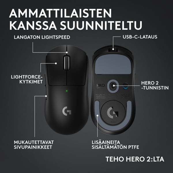 Logitech G Pro X Superlight 2c trådlös spelmus, svart