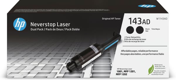 HP 143A -lasertoner påfyllningspaket, 2 st, svart