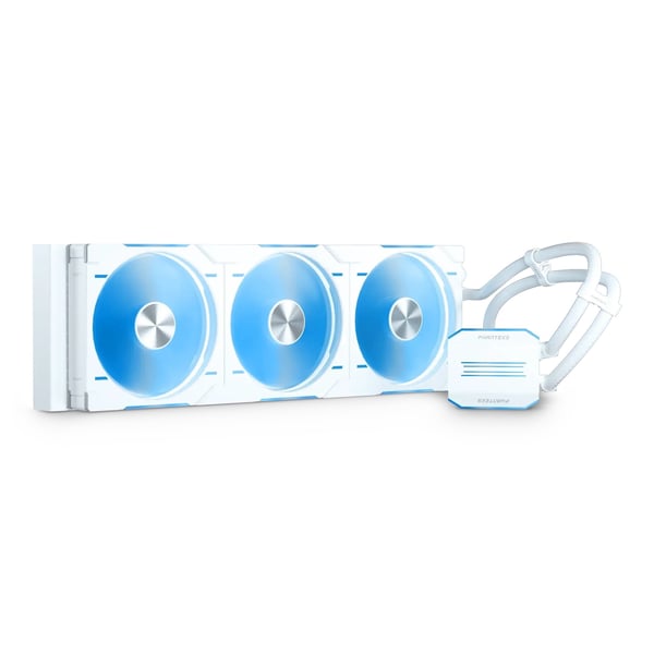 Phanteks Glacier One 420D30 DRGB AIO vätskekylare för CPU, X2 Cap, vit