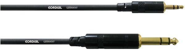 Cordial 3,5 mm stereo hane - 6,3 mm stereo hane -ljudkabel, 1,5 m