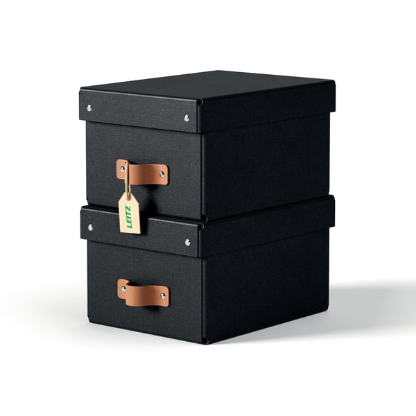 Leitz Puro förvaringslåda med lock, S-storlek, 7 l, 2 st, svart