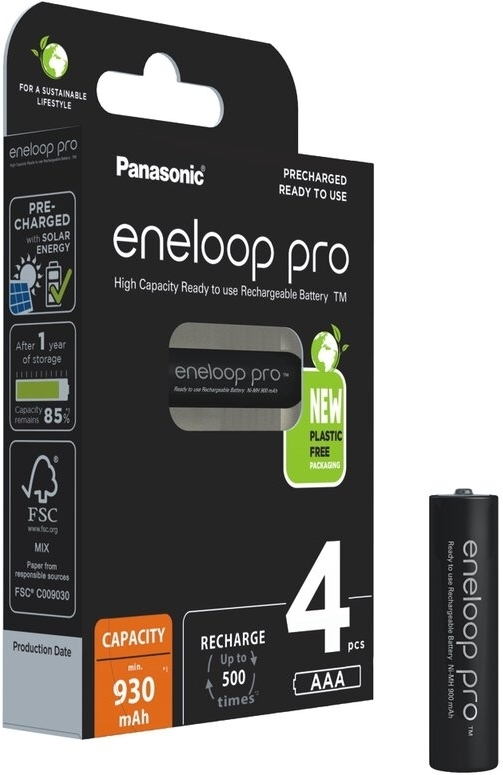 Panasonic Eneloop Pro AAA 900 mAh -genopladelige batterier, 4 stk. pakke