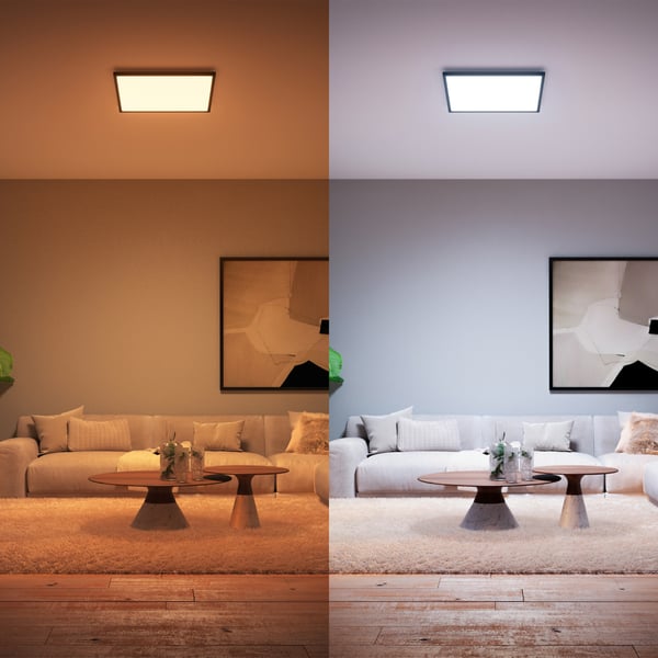 Philips Hue Aurelle taklampa 39 W, 2000-6500K, 3750 lm, fyrkantig, svart XL