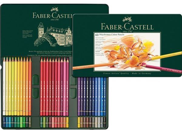Faber-Castell Polychromos färgpennor i plåtask, 60 färger