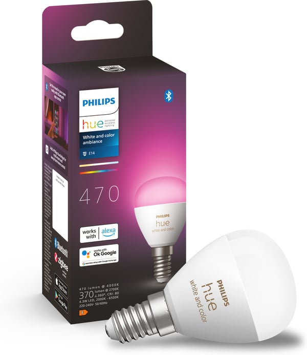 Philips Hue White and Color Ambiance Ljuskrona lampa, E14 P45