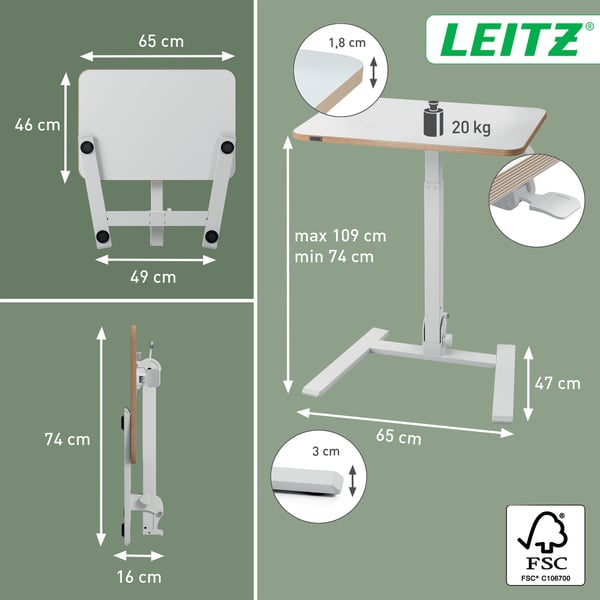 Leitz Ergo hopfälligt skrivbord, litet