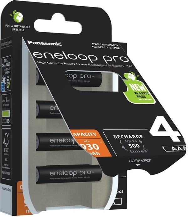 Panasonic Eneloop Pro AAA 900 mAh -genopladelige batterier, 4 stk. pakke
