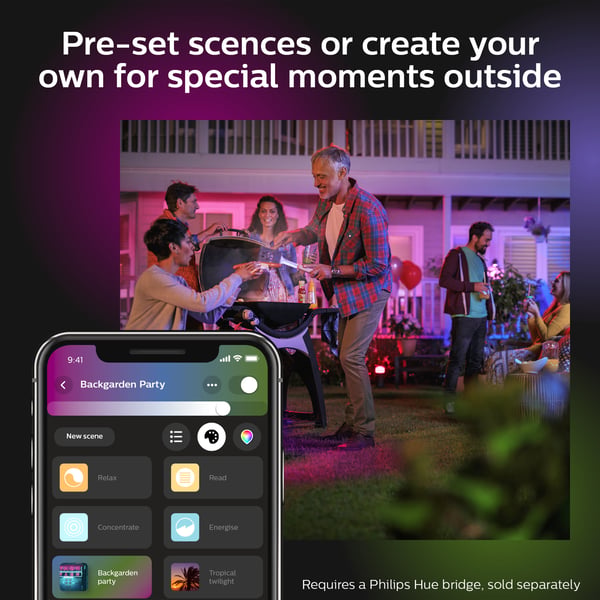 Philips Hue Impress Outdoor-smartväggfäste, stor 24 cm, antracit, 1200 lm