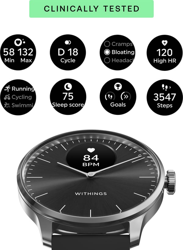 Withings Scanwatch Light -smartwatch, 37 mm, sort