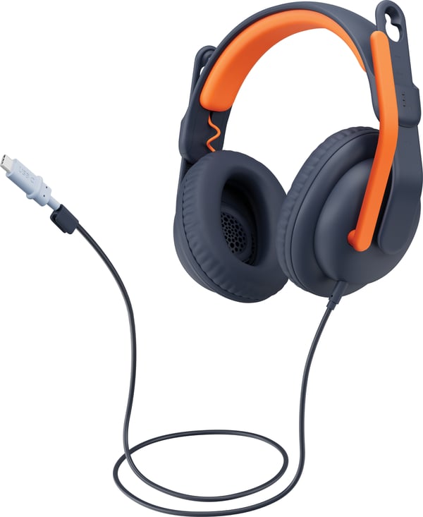 Logitech Zone Learn Over-Ear -trådbundna hörlurar med mikrofon, USB-C