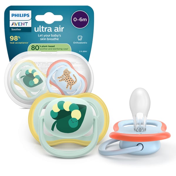 Philips Avent Ultra air napp, 0–6 mån, 2 st, ljusgrön och ljusblå